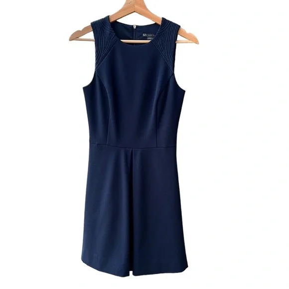 A|X Armani Exchange Womens Professional Sleeveless Fit & Flare Navy Dress.  Sz2
